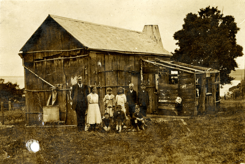 Teacher Clement Baker with his pupils at Mallacoota State School, c. 1910